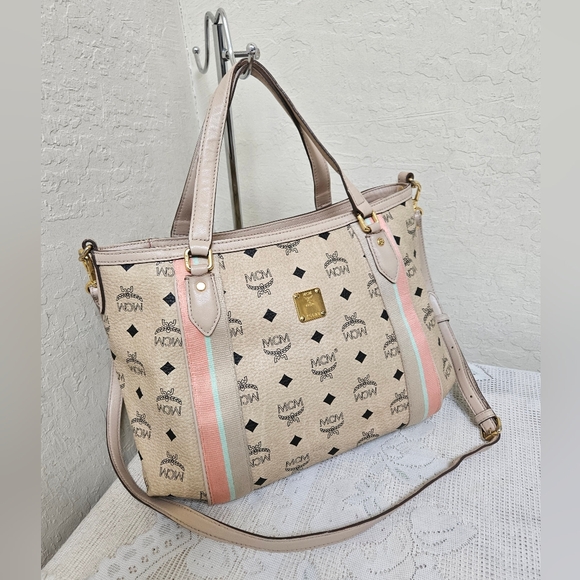 MCM Cream Handbag With Long Handle Satchel AUTHENTIC - Picture 3 of 16